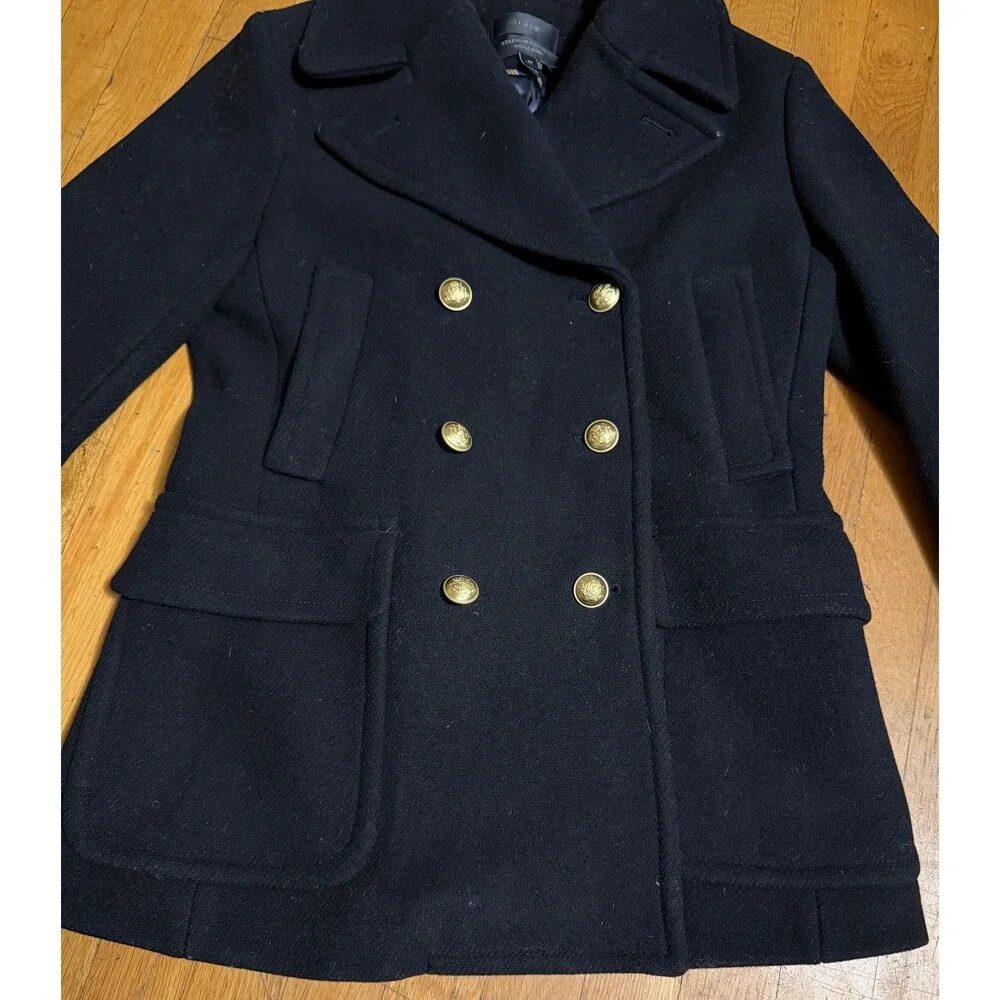 J.Crew Boys Stadium Cloth Peacoat Size 8T Black Wool Blend Nello Gori - Picture 3 of 14